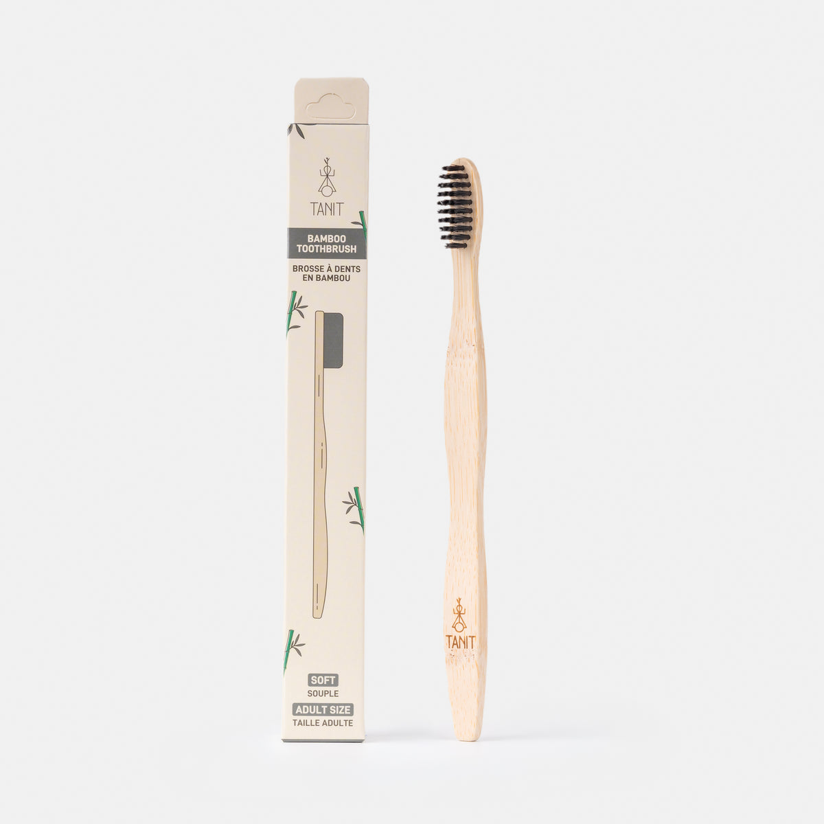 Charcoal Bamboo Toothbrush, 12/box - Tanit