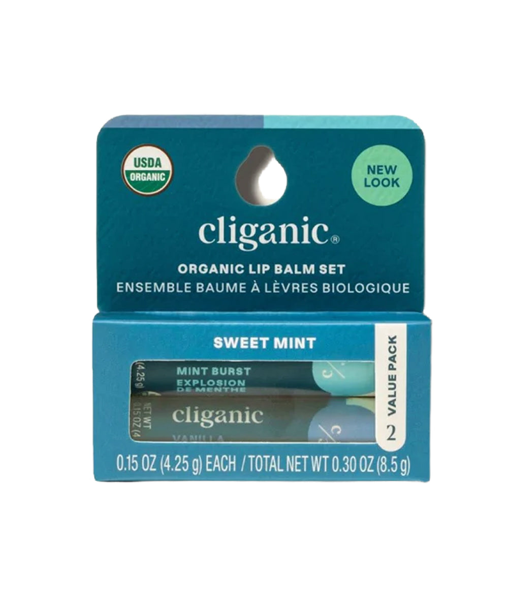 Sweet Mint Lip Balm, 2pk - Cliganic
