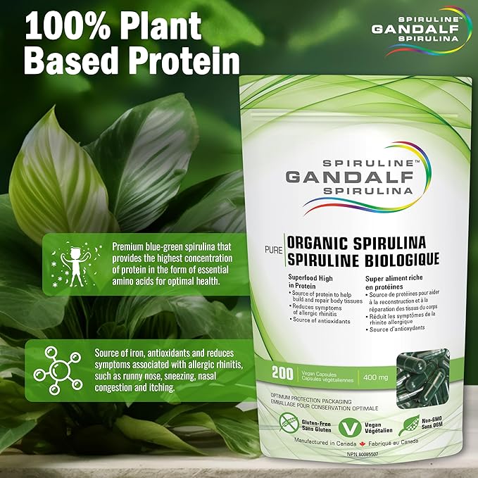 Spirulina Organic 400mg, 200 Vcaps - Gandalf