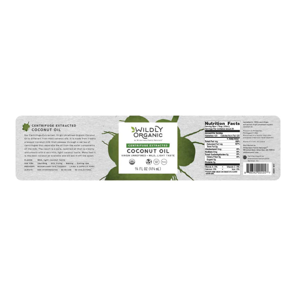 Coct Oil Centrif Extrac.,414ml - Wildly Organic