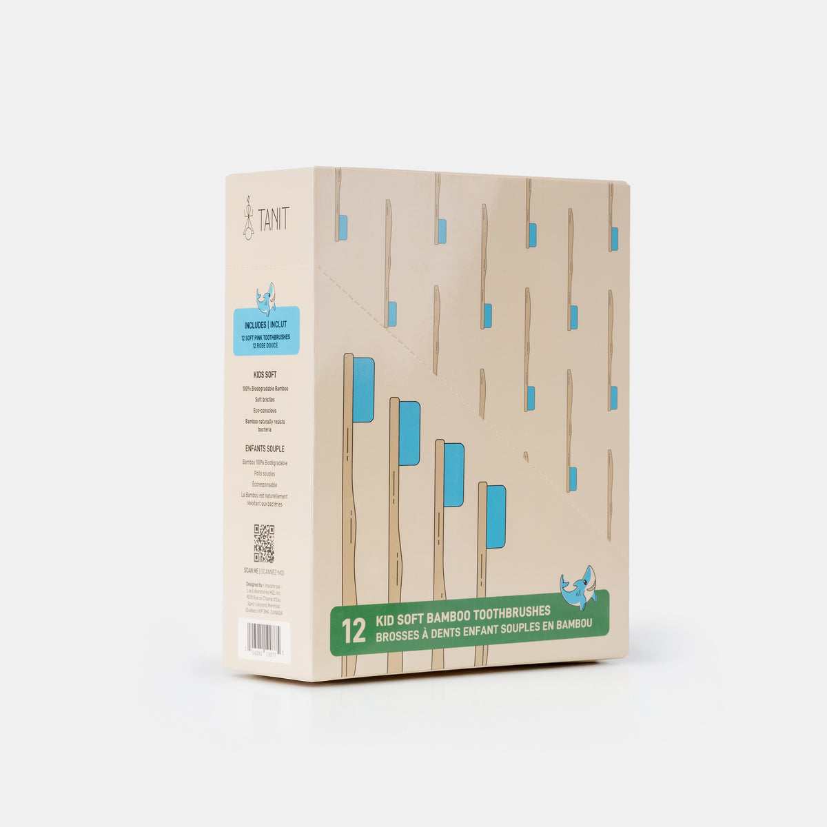 The Blue Shark Kids Bamboo Toothbrush, 12/box - Tanit