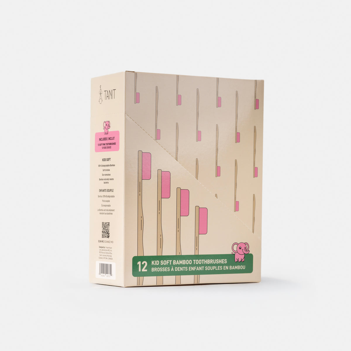 The Pink Elephant Kids Bamboo Toothbrush, 12/box - Tanit