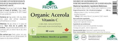 Acerola Organic Vitamin C, 120 vcaps - Provita