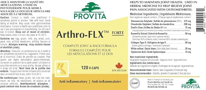 Arthro-FLX Forte 120 gélules - Provita