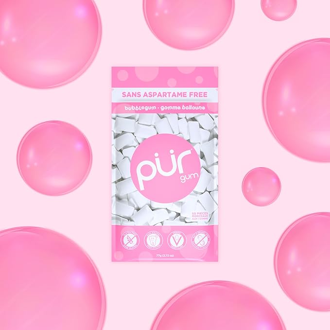 Gum Bag - Bubblegum, 55ct, 12/tray - The Pur Company