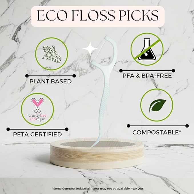 Floss Picks - Fresh Mint, 50pcs/6pk - The Future Is Bamboo