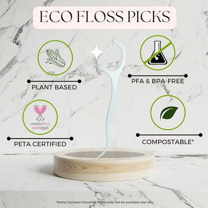 Floss Picks - Fresh Mint, 50pcs/6pk - The Future Is Bamboo