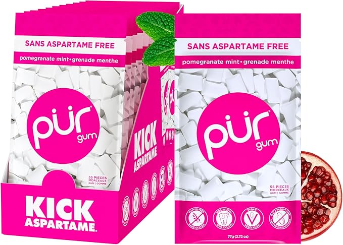Gum Bag - Pomegranate Mint, 55ct, 12/tray - The Pur Company