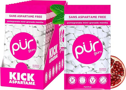 Gum Bag - Pomegranate Mint, 55ct, 12/tray - The Pur Company