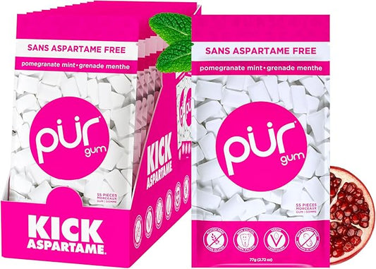 Gum Bag - Pomegranate Mint, 55ct, 12/tray - The Pur Company