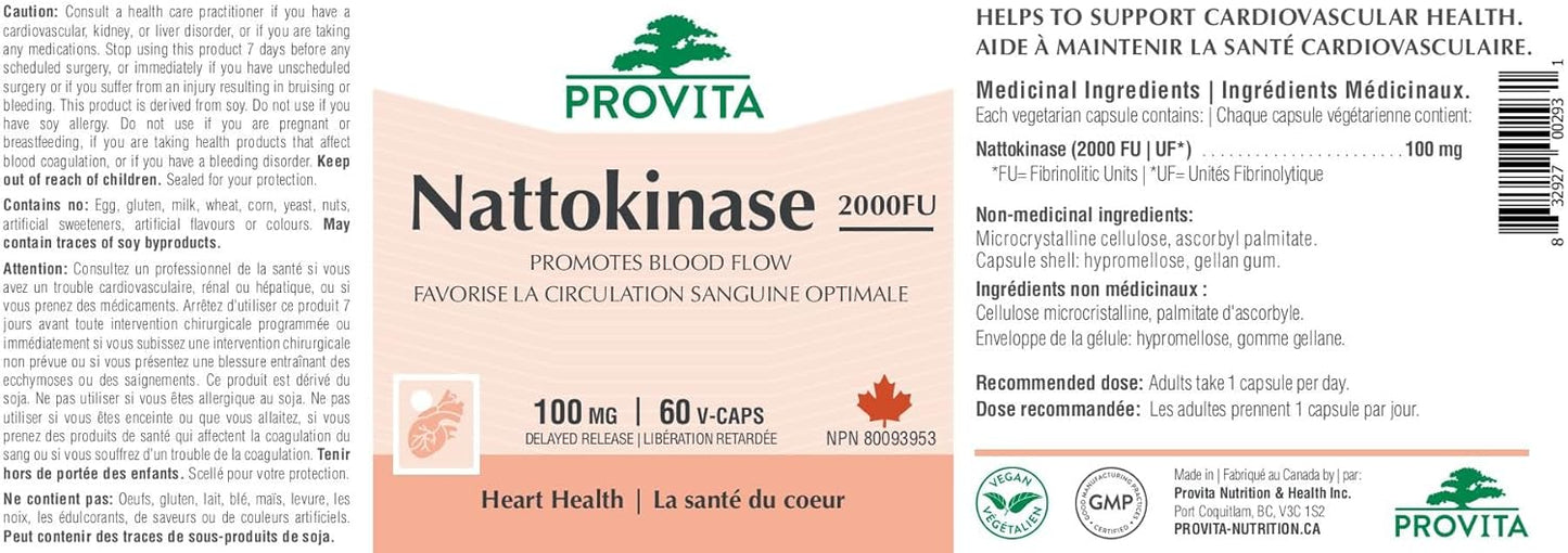 Nattokinase 2000FU, 120 gélules - Provita