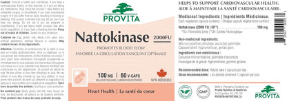 Nattokinase 2000FU, 120 gélules - Provita