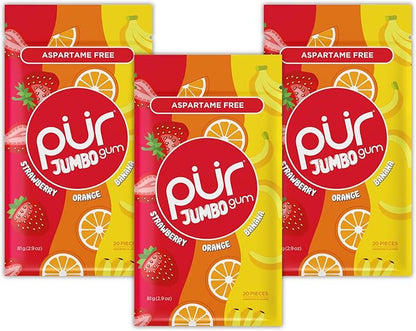 Jumbo Gum - Strawberry, Banana & Orange, 20ct, 10/tray - The Pur Company