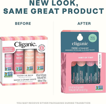 Tinted Lip Balm, 4pk - Cliganic