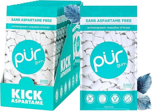 Gum Bag - Wintergreen, 55ct, 12/tray - The Pur Company