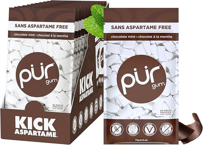 Gum Bag - Chocolate Mint, 55ct, 12/tray - The Pur Company
