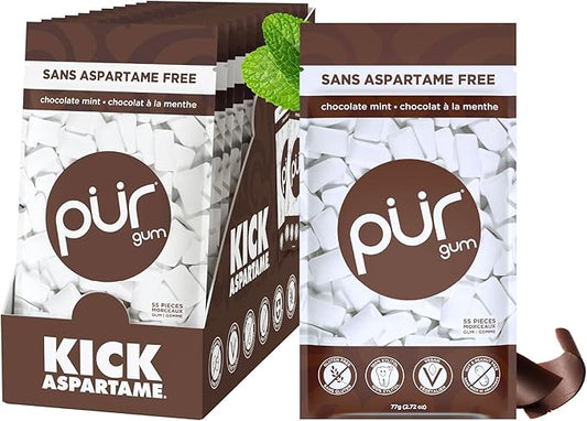 Gum Bag - Chocolate Mint, 55ct, 12/tray - The Pur Company