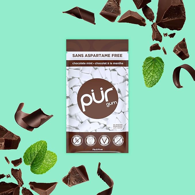 Gum Bag - Chocolate Mint, 55ct, 12/tray - The Pur Company