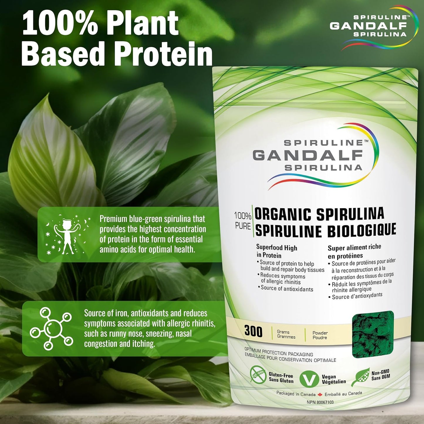 Spirulina Organic, 300g powder - Gandalf