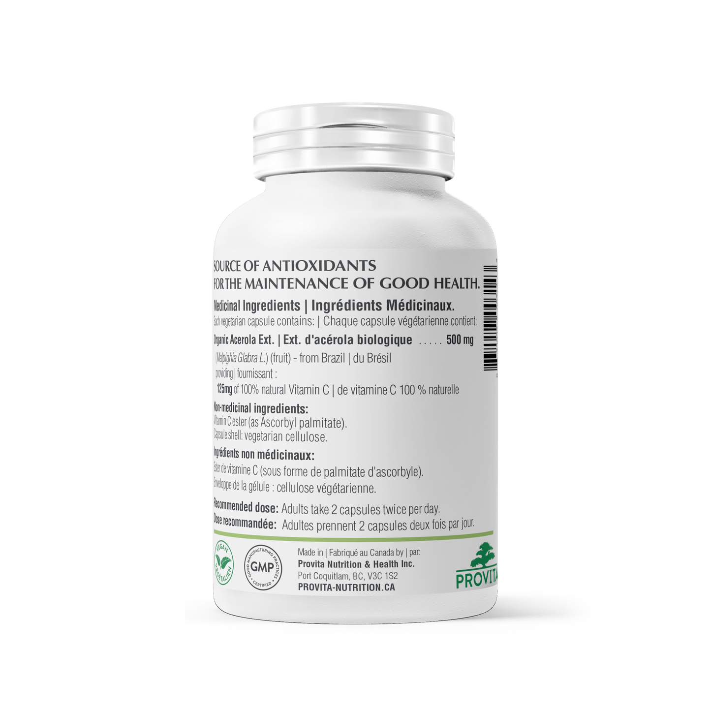 Acérola Vitamine C Bio 60 gélules végétales - Provita