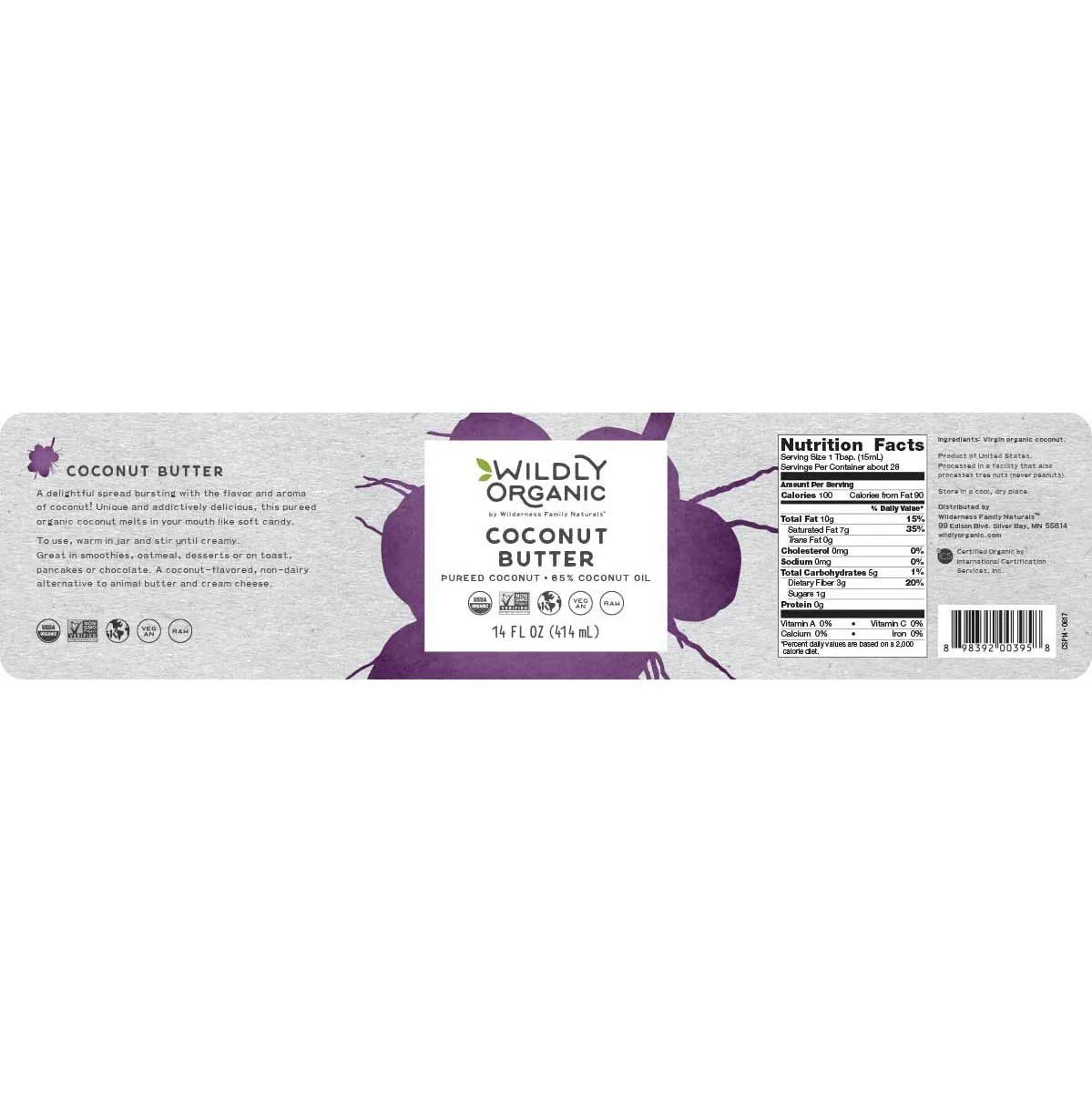 Coconut Butter, 414ml - Wildly Organic