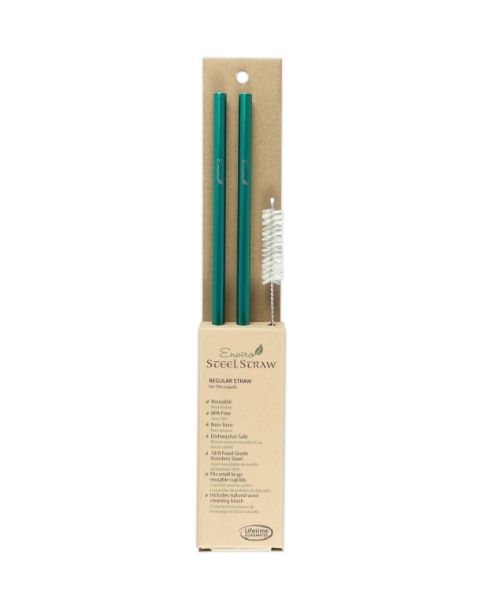 Combo Reg. Stl Straw 10.5" Green - Enviro Glass Straws