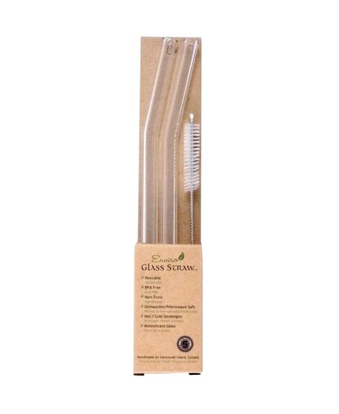Combo Reg. Straws 10" Bent - Enviro Glass Straws