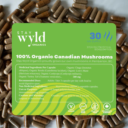 5-Mushroom Blend, 90 caps - Stay Wyld Organics Ltd