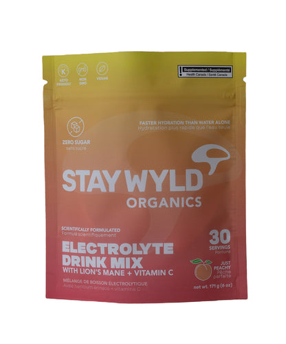 Electrolyte Drink, Peach, 30s - Stay Wyld Organics Ltd