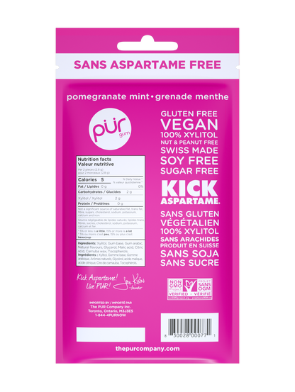 Gum Bag - Pomegranate Mint, 55ct, 12/tray - The Pur Company