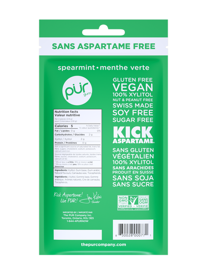 Gum Bag - Spearmint, 55ct, 12/tray - The Pur Company