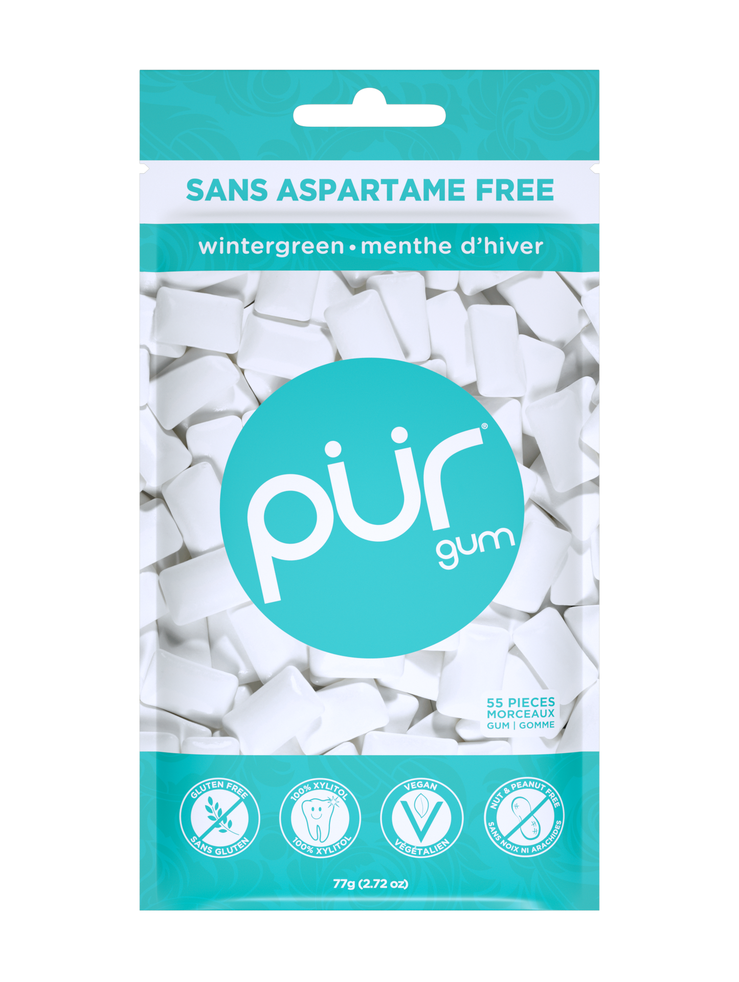 Gum Bag - Wintergreen, 55ct, 12/tray - The Pur Company