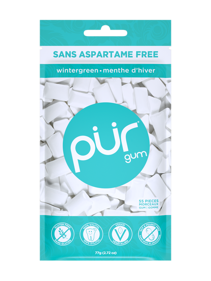 Gum Bag - Wintergreen, 55ct, 12/tray - The Pur Company