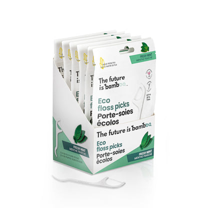 Floss Picks - Fresh Mint, 50pcs/6pk - The Future Is Bamboo