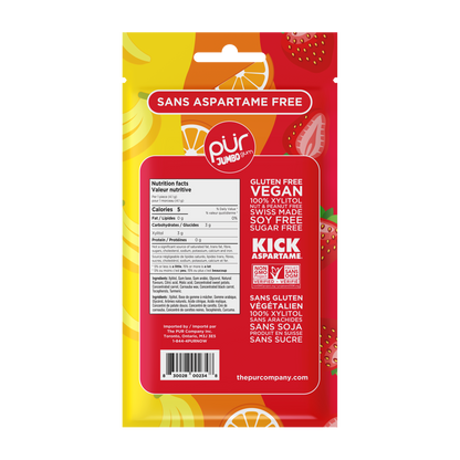 Jumbo Gum - Strawberry, Banana & Orange, 20ct, 10/tray - The Pur Company
