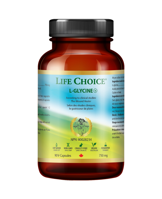 L-Glycine 750mg, 90vcaps - Life Choice