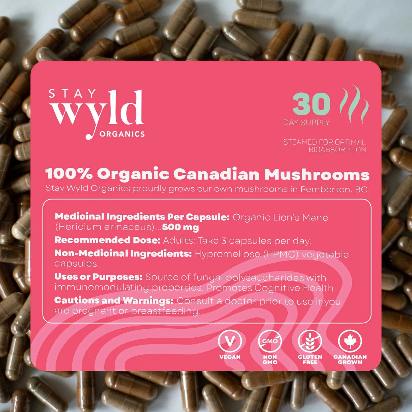 Lion's Mane, 90caps - Stay Wyld Organics Ltd