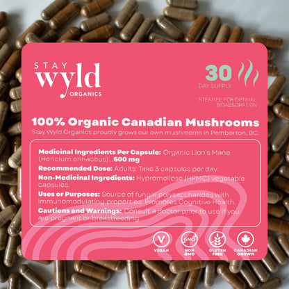 Lion's Mane, 90caps - Stay Wyld Organics Ltd