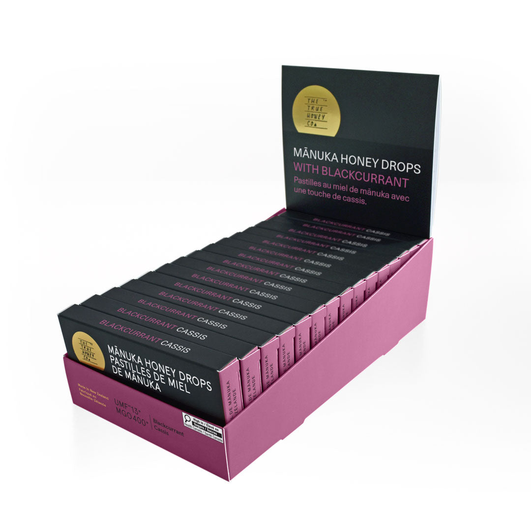 Blackcurrent Manuka Honey Drops, 15ct/Display - The True Honey