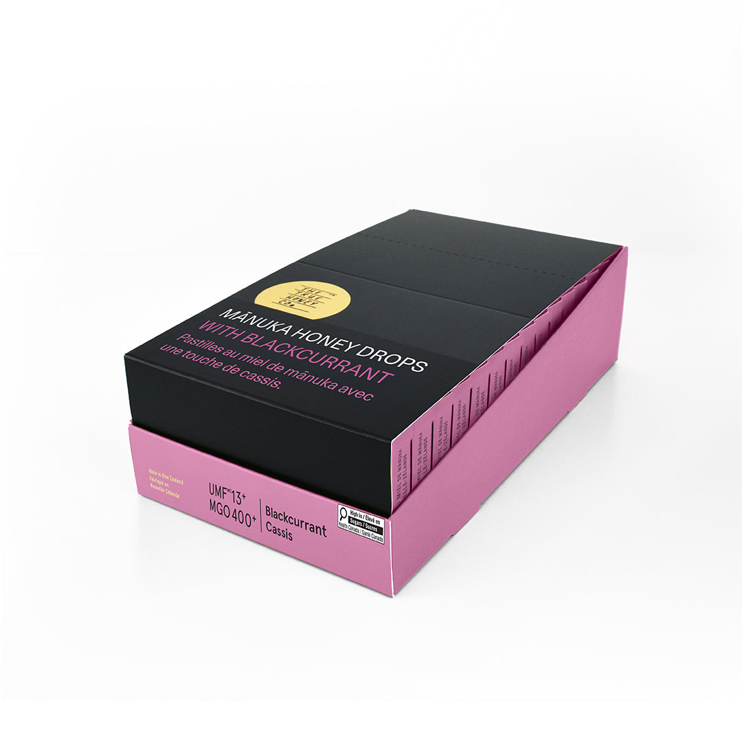 Blackcurrent Manuka Honey Drops, 15ct/Display - The True Honey