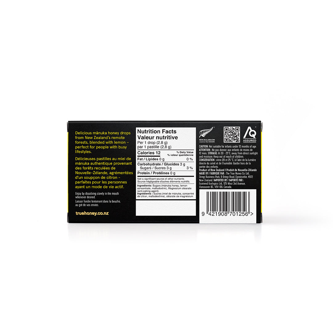 Lemon Manuka Honey Drops, 15ct/Display - The True Honey