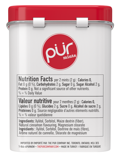 Mints Cinnamon, 30ct, 12/tray - The Pur Company