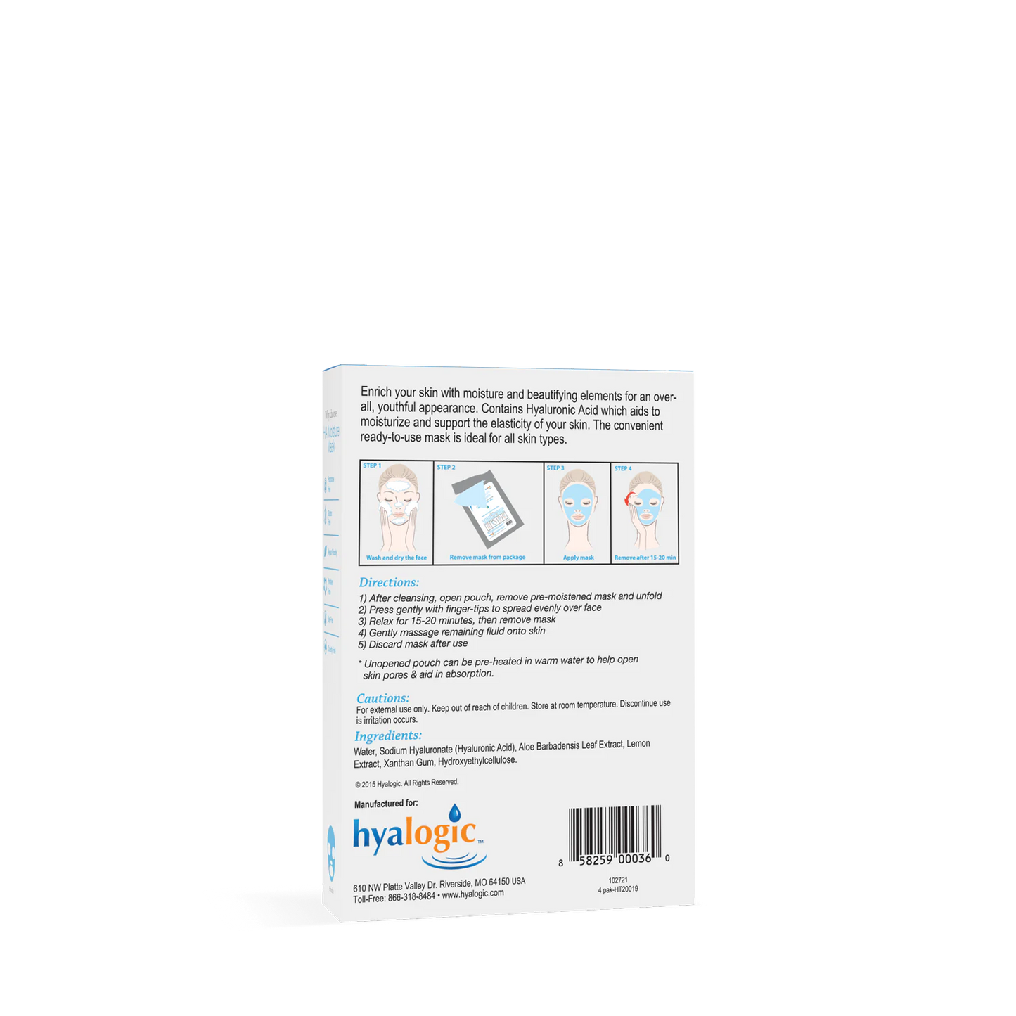 Moisture Mask, 4 Pack - Hyalogic