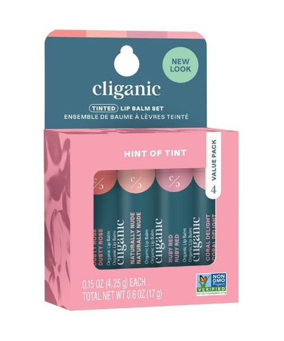 Tinted Lip Balm, 4pk - Cliganic