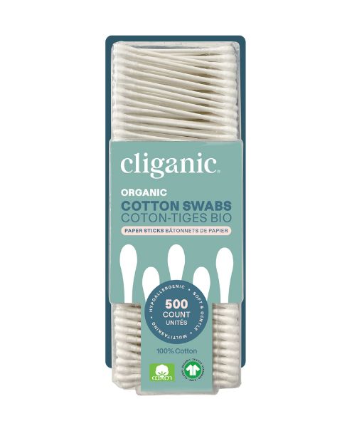 Organic Cotton Swabs, 500ct - Cliganic