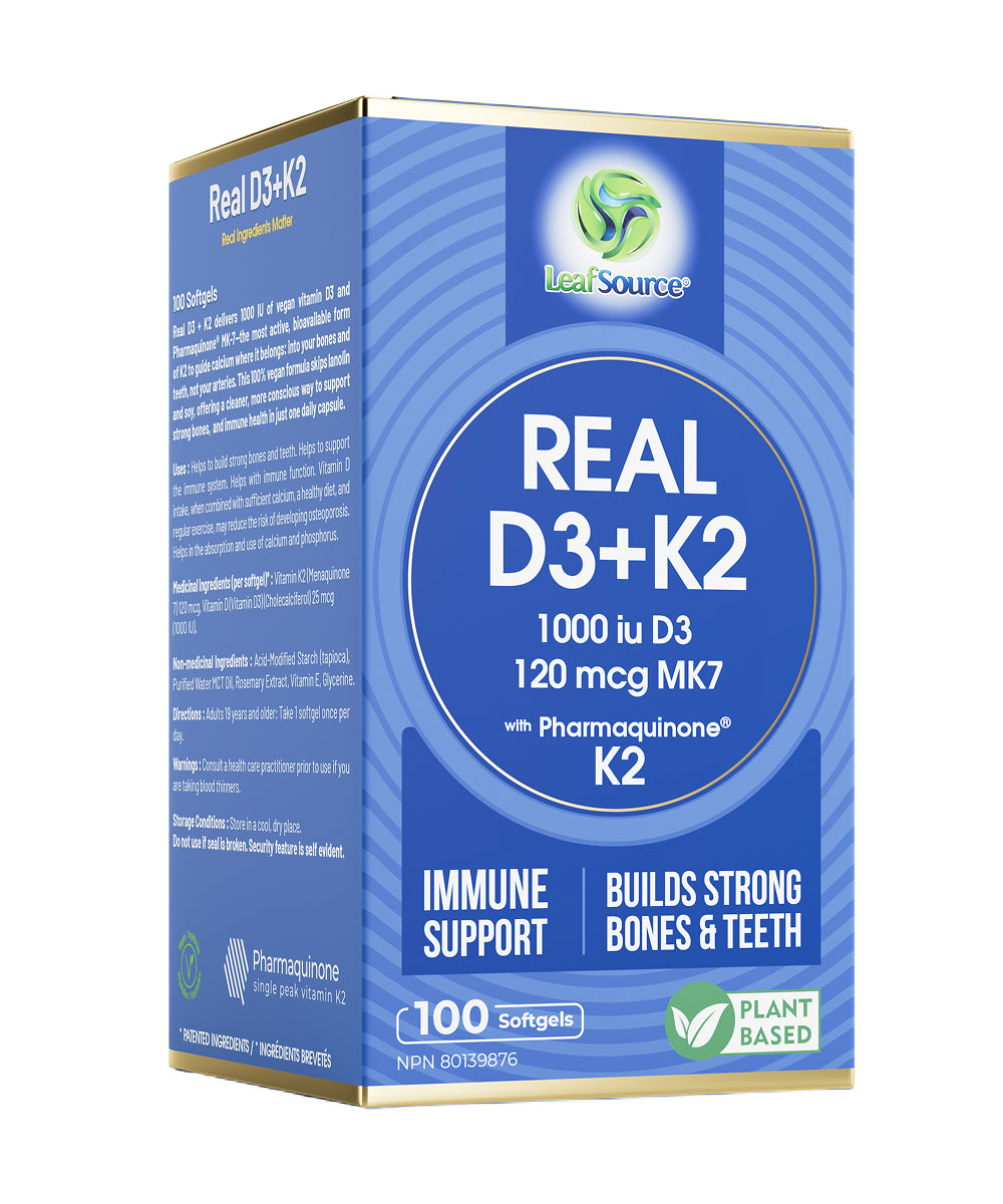 Real D3/K2, 100 vegan softgels - LeafSource