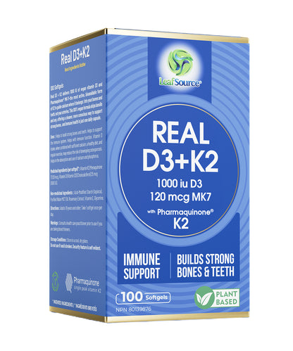 Real D3/K2, 100 vegan softgels - LeafSource