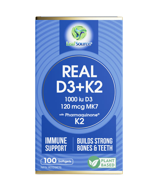 Real D3/K2, 100 vegan softgels - LeafSource