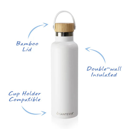 Stainless Steel Bottle (White), 600ml - Santevia Systems