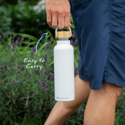 Stainless Steel Bottle (White), 600ml - Santevia Systems